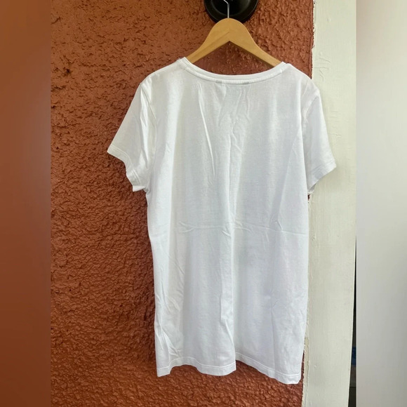 Lauren Ralph Lauren Beach Cotton Blend Shirt White Sequined Logo Size Medium - Picture 2 of 7